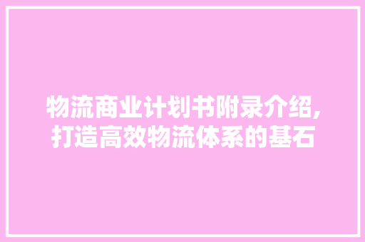 物流商业计划书附录介绍,打造高效物流体系的基石