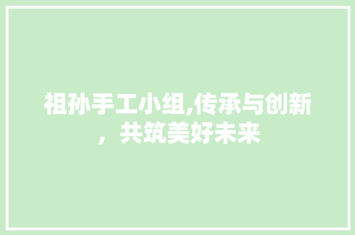 祖孙手工小组,传承与创新，共筑美好未来