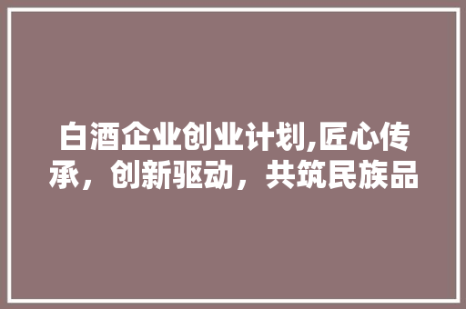 白酒企业创业计划,匠心传承，创新驱动，共筑民族品牌新篇章