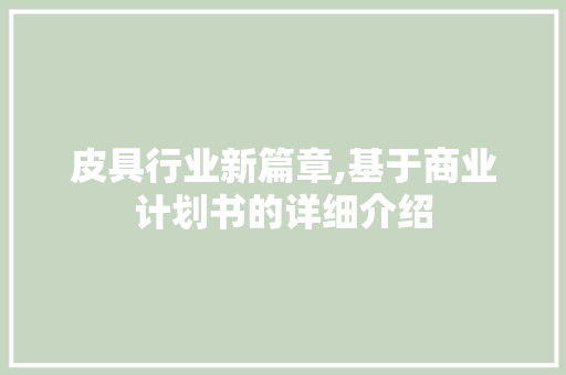 皮具行业新篇章,基于商业计划书的详细介绍