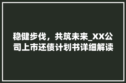 稳健步伐，共筑未来_XX公司上市还债计划书详细解读