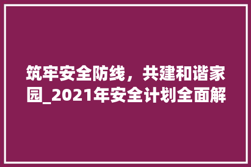 筑牢安全防线，共建和谐家园_2021年安全计划全面解读