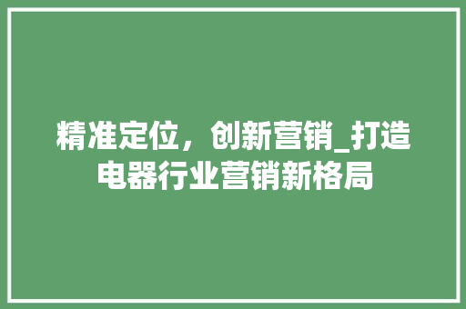 精准定位，创新营销_打造电器行业营销新格局