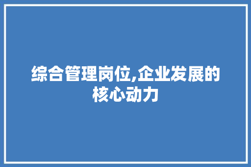 综合管理岗位,企业发展的核心动力