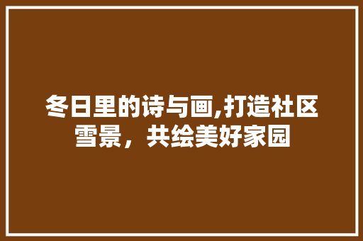冬日里的诗与画,打造社区雪景，共绘美好家园