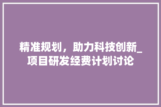 精准规划，助力科技创新_项目研发经费计划讨论