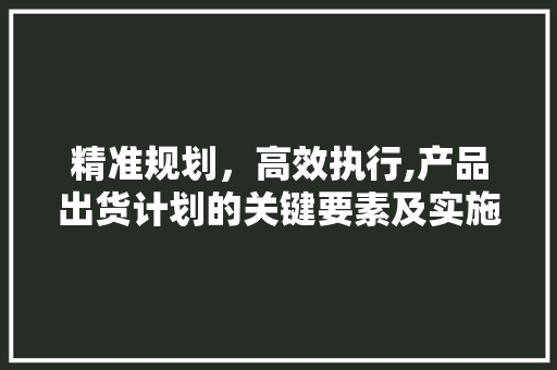 精准规划，高效执行,产品出货计划的关键要素及实施步骤