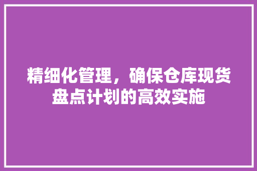 精细化管理，确保仓库现货盘点计划的高效实施