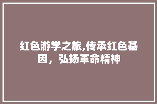红色游学之旅,传承红色基因，弘扬革命精神