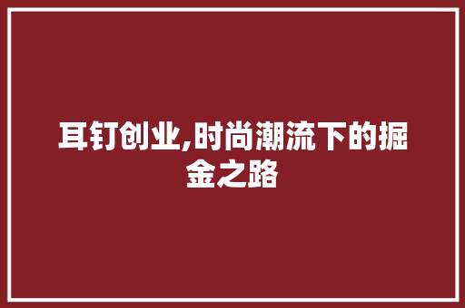 耳钉创业,时尚潮流下的掘金之路