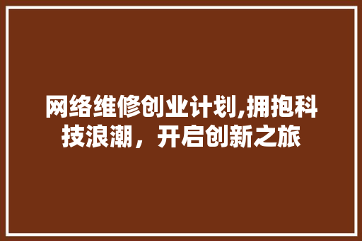 网络维修创业计划,拥抱科技浪潮，开启创新之旅