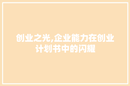 创业之光,企业能力在创业计划书中的闪耀