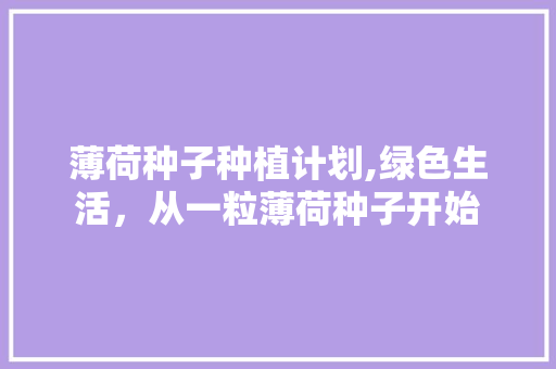 薄荷种子种植计划,绿色生活，从一粒薄荷种子开始