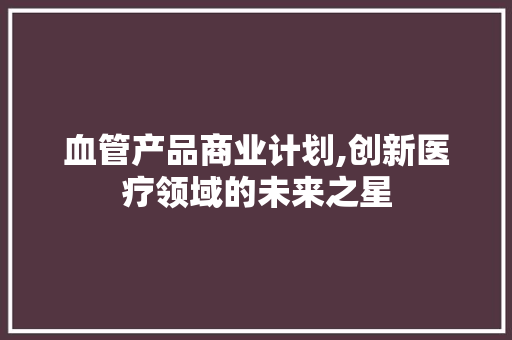 血管产品商业计划,创新医疗领域的未来之星