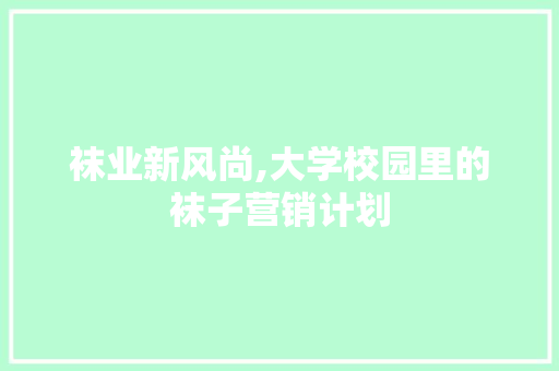 袜业新风尚,大学校园里的袜子营销计划