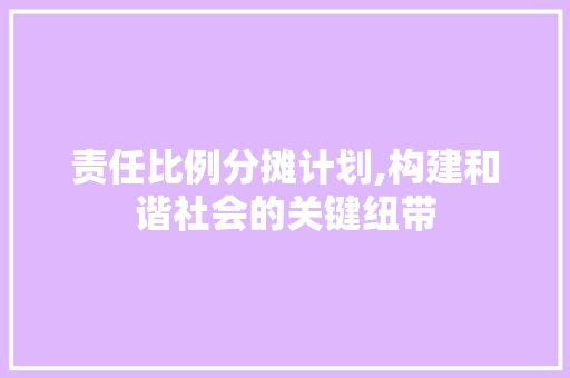 责任比例分摊计划,构建和谐社会的关键纽带