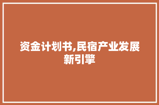资金计划书,民宿产业发展新引擎 近义词汇