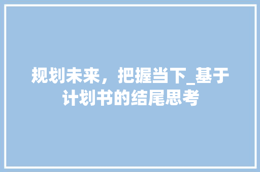 规划未来，把握当下_基于计划书的结尾思考