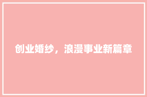 创业婚纱，浪漫事业新篇章