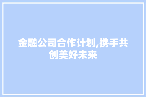 金融公司合作计划,携手共创美好未来
