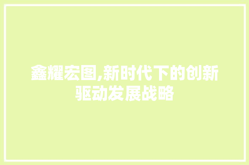 鑫耀宏图,新时代下的创新驱动发展战略