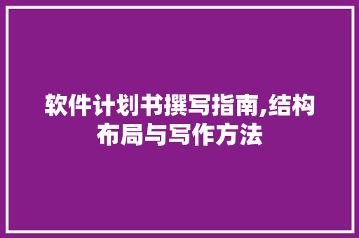 软件计划书撰写指南,结构布局与写作方法