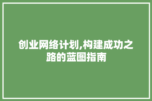 创业网络计划,构建成功之路的蓝图指南
