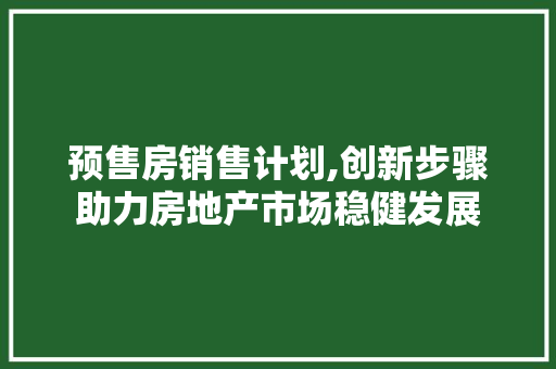 预售房销售计划,创新步骤助力房地产市场稳健发展