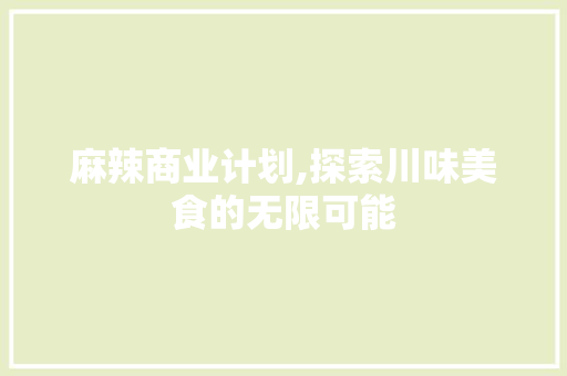 麻辣商业计划,探索川味美食的无限可能