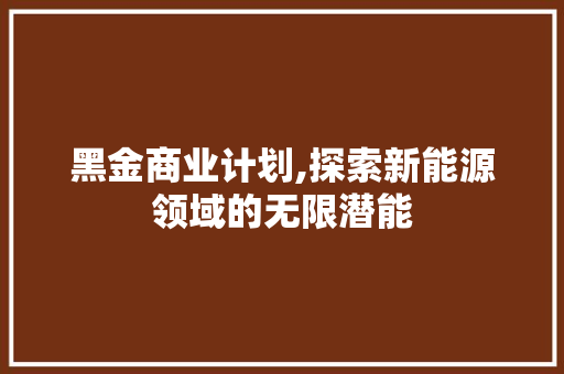 黑金商业计划,探索新能源领域的无限潜能 成语汇编