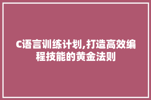 C语言训练计划,打造高效编程技能的黄金法则