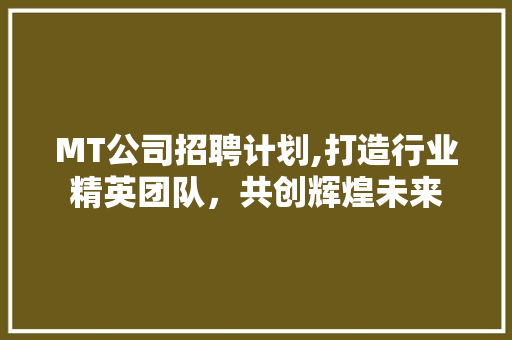 MT公司招聘计划,打造行业精英团队，共创辉煌未来