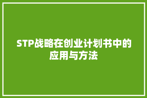STP战略在创业计划书中的应用与方法
