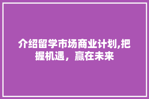 介绍留学市场商业计划,把握机遇，赢在未来 古代典籍