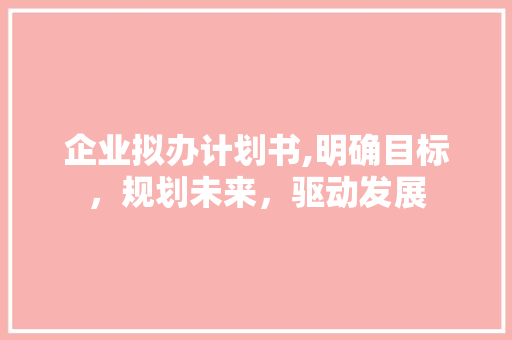 企业拟办计划书,明确目标，规划未来，驱动发展