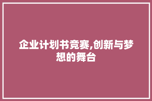 企业计划书竞赛,创新与梦想的舞台