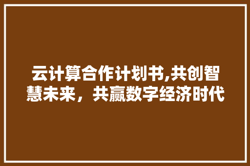 云计算合作计划书,共创智慧未来，共赢数字经济时代