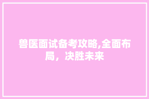 兽医面试备考攻略,全面布局，决胜未来