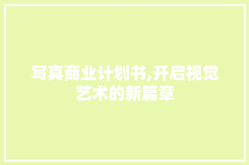 写真商业计划书,开启视觉艺术的新篇章 古代典籍