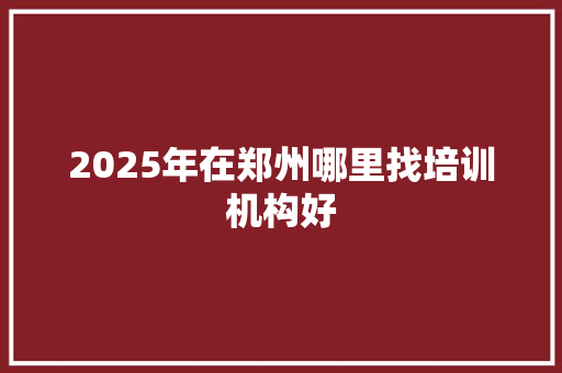 2025年在郑州哪里找培训机构好