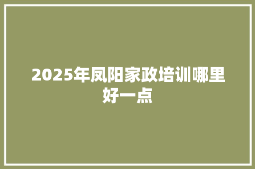 2025年凤阳家政培训哪里好一点