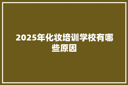 2025年化妆培训学校有哪些原因