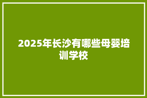 2025年长沙有哪些母婴培训学校