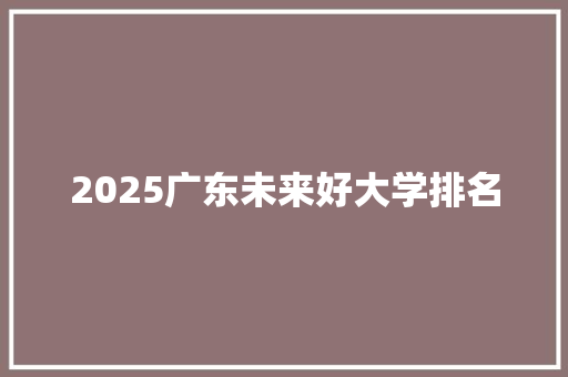 2025广东未来好大学排名