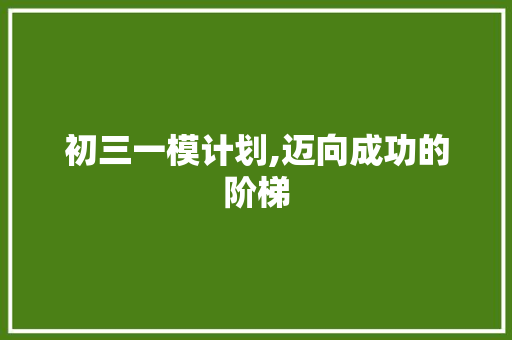 初三一模计划,迈向成功的阶梯