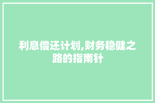 利息偿还计划,财务稳健之路的指南针