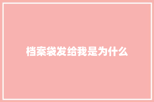 档案袋发给我是为什么