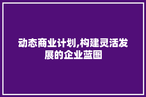 动态商业计划,构建灵活发展的企业蓝图