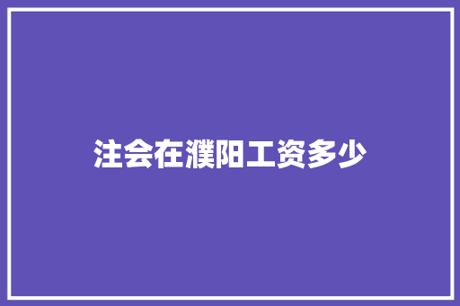 注会在濮阳工资多少