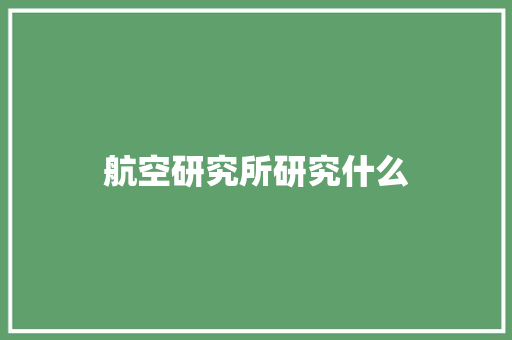 航空研究所研究什么